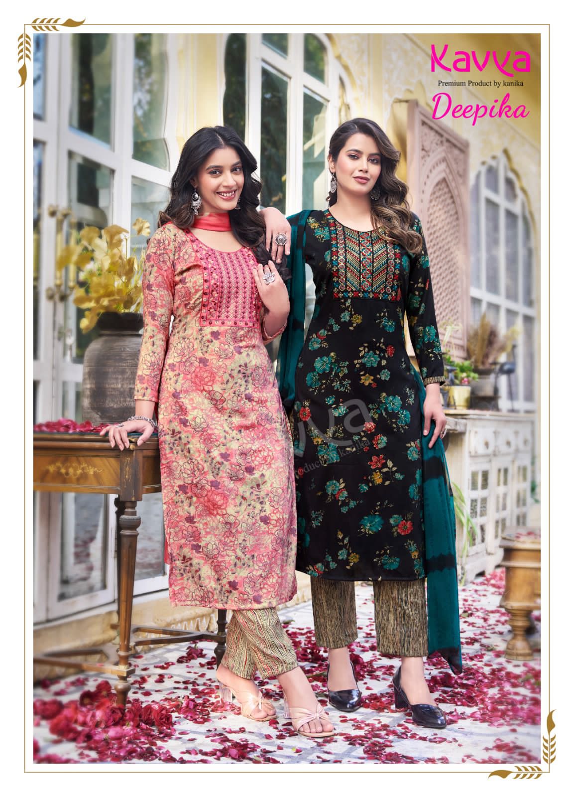 Deepika Vol 10 By Kavya Straight Embroidery Kurti With Bottom Dupatta Wholesale Shop In Surat